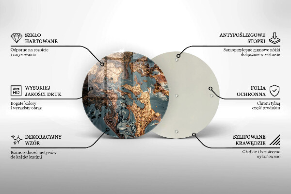 Glas Herdabdeckplatte Dekostein mit Gold