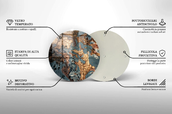 Glas Herdabdeckplatte Dekostein mit Gold