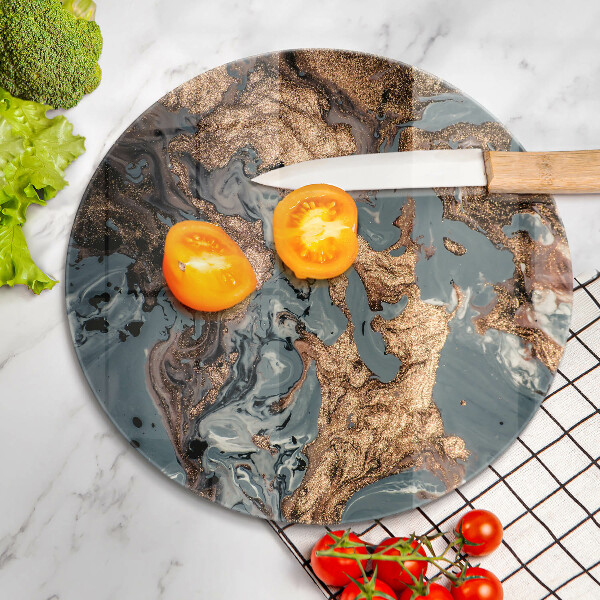 Glas Herdabdeckplatte Dekostein mit Gold