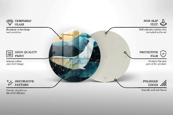 Glas Ceranfeldabdeckung Spritzschutz Wal-Abstraktion