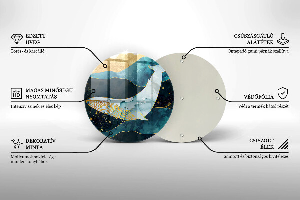 Glas Ceranfeldabdeckung Spritzschutz Wal-Abstraktion