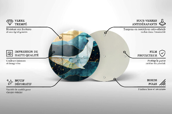 Glas Ceranfeldabdeckung Spritzschutz Wal-Abstraktion