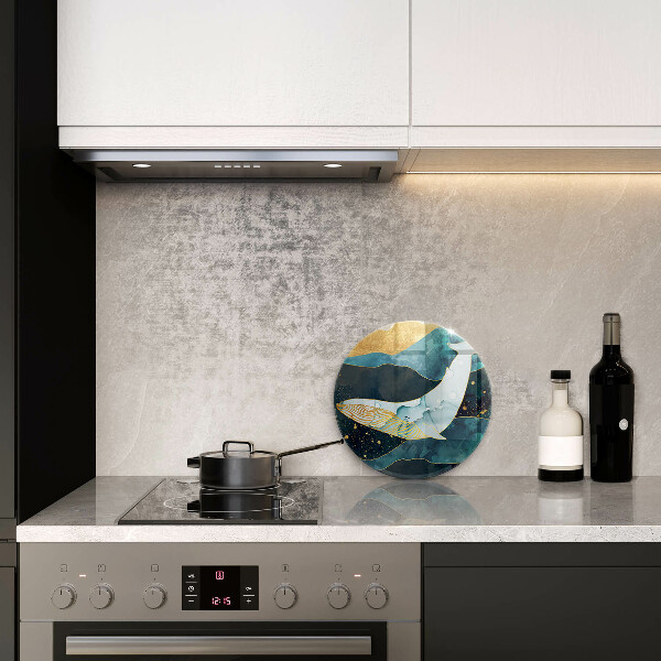Glas Ceranfeldabdeckung Spritzschutz Wal-Abstraktion