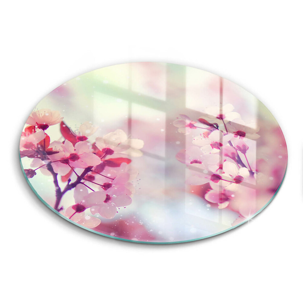 Glas Ceranfeldabdeckung Frühlingsrosa Blumen