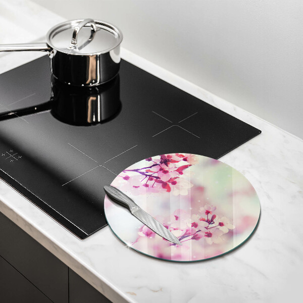 Glas Ceranfeldabdeckung Frühlingsrosa Blumen