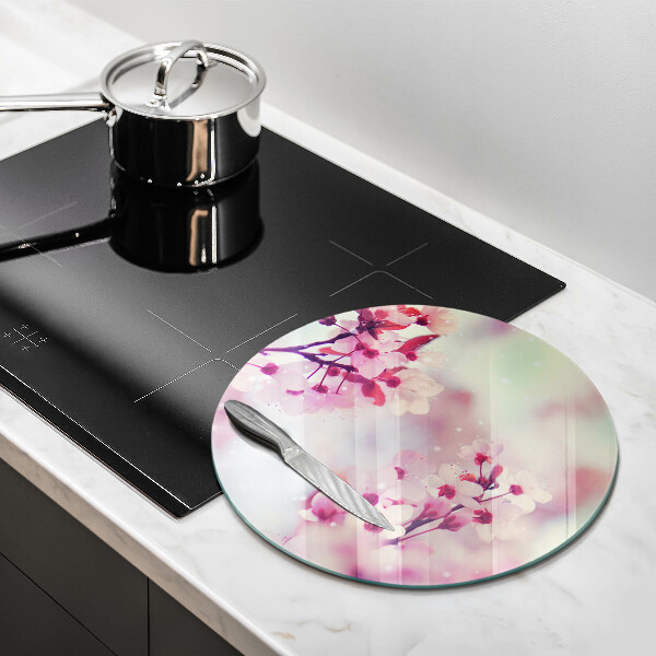 Glas Ceranfeldabdeckung Frühlingsrosa Blumen