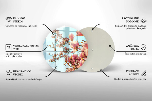 Glas Herdabdeckplatte Rosa Blumenbaum