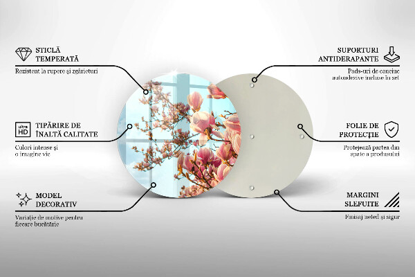 Glas Herdabdeckplatte Rosa Blumenbaum