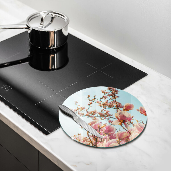 Glas Herdabdeckplatte Rosa Blumenbaum