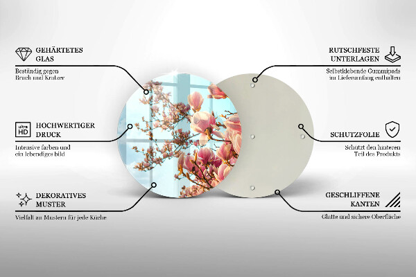 Glas Herdabdeckplatte Rosa Blumenbaum