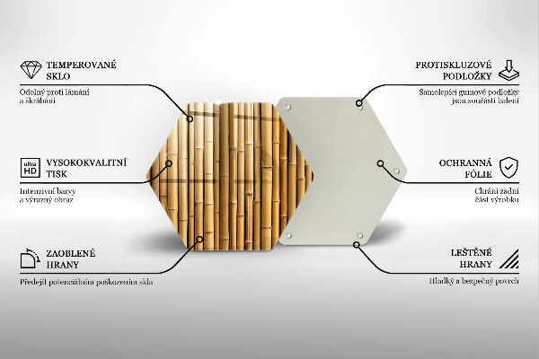 Glas Herdabdeckplatte Natur-Boho-Bambus