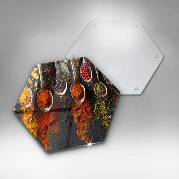 Glas Herdabdeckplatte Löffel mit Gewürzen