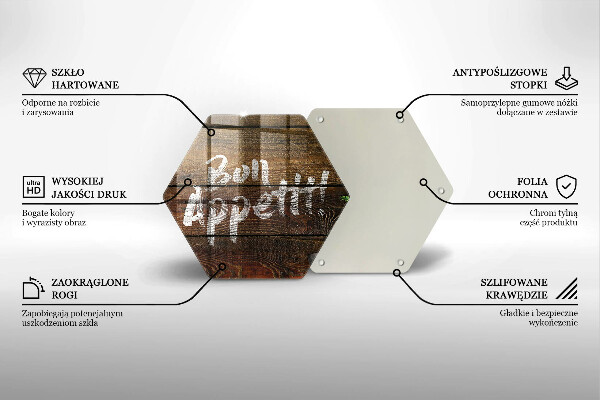 Glas Herdabdeckplatte Bon-Appetit-Inschriftentafeln