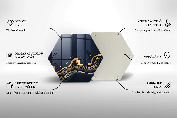 Glas Herdabdeckplatte Abstrakte goldene Linien