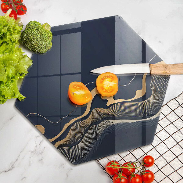 Glas Herdabdeckplatte Abstrakte goldene Linien