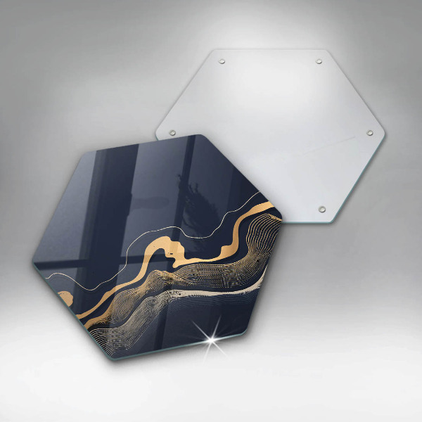 Glas Herdabdeckplatte Abstrakte goldene Linien