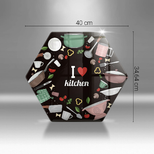 Glas Herdabdeckplatte Illustration Ich liebe Küche