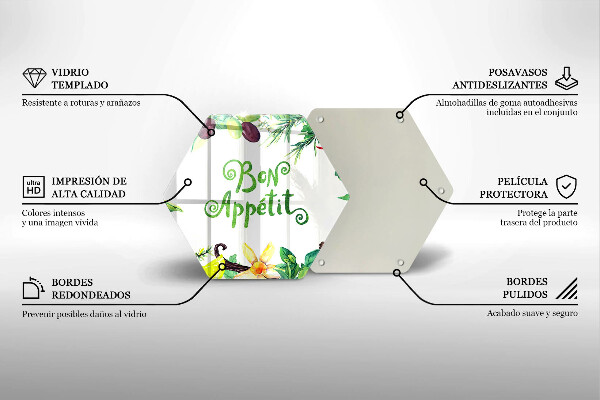 Glas Herdabdeckplatte Inschrift Bon appetit