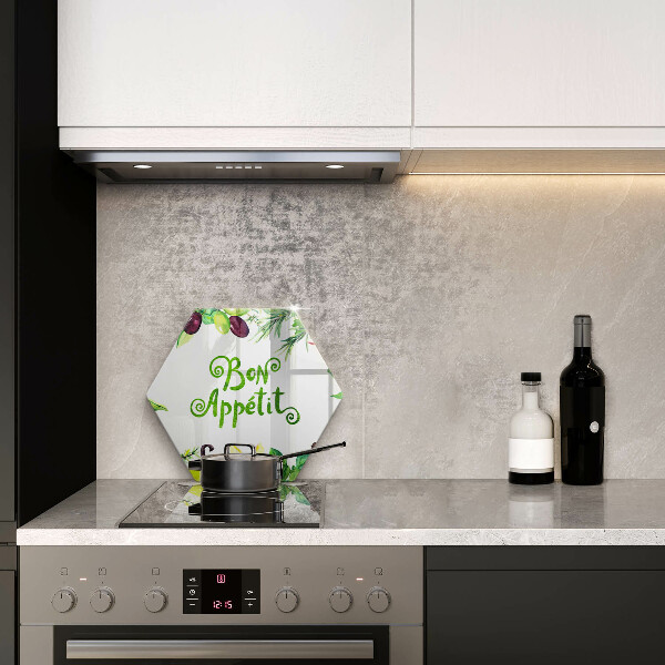 Glas Herdabdeckplatte Inschrift Bon appetit