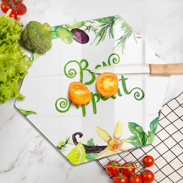 Glas Herdabdeckplatte Inschrift Bon appetit