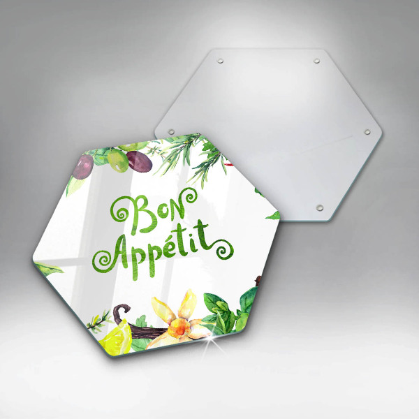 Glas Herdabdeckplatte Inschrift Bon appetit