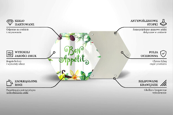 Glas Herdabdeckplatte Inschrift Bon appetit