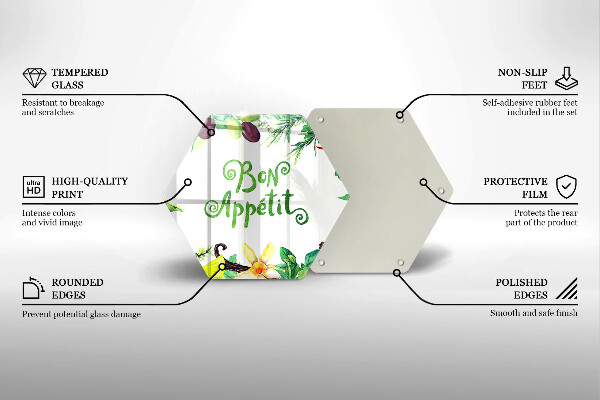Glas Herdabdeckplatte Inschrift Bon appetit