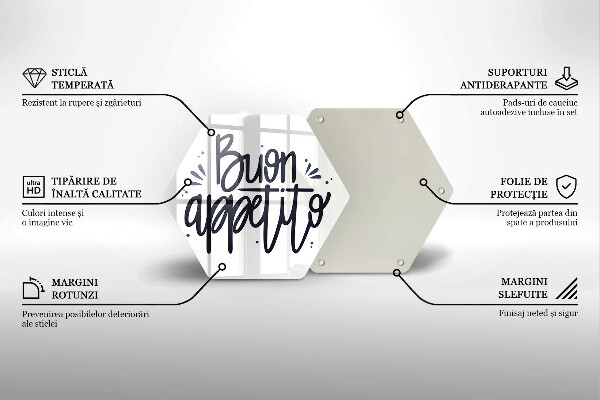 Glas Herdabdeckplatte Buon Appetito-Inschrift