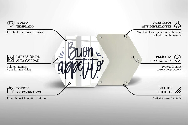 Glas Herdabdeckplatte Buon Appetito-Inschrift