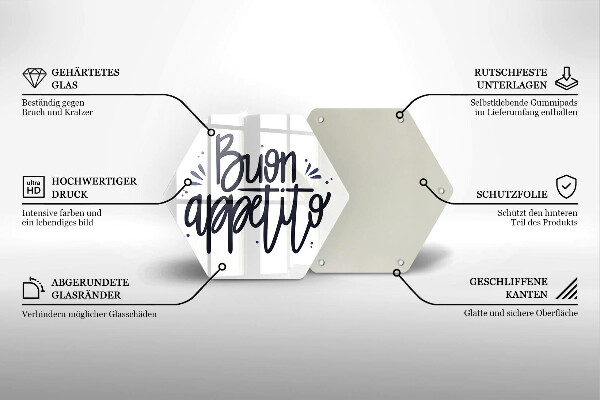 Glas Herdabdeckplatte Buon Appetito-Inschrift