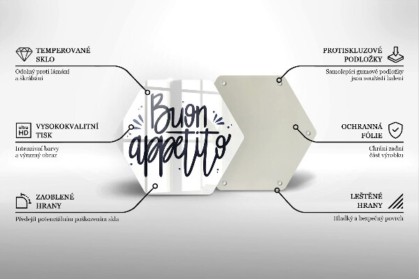 Glas Herdabdeckplatte Buon Appetito-Inschrift