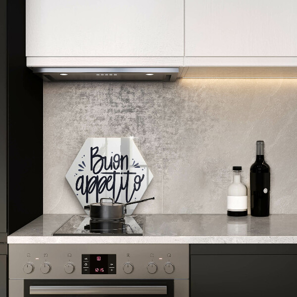 Glas Herdabdeckplatte Buon Appetito-Inschrift