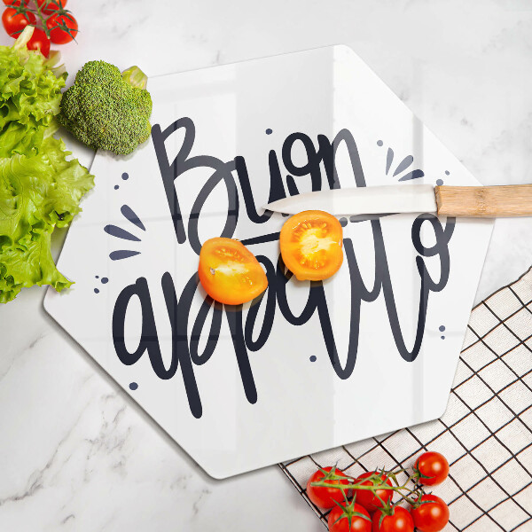 Glas Herdabdeckplatte Buon Appetito-Inschrift