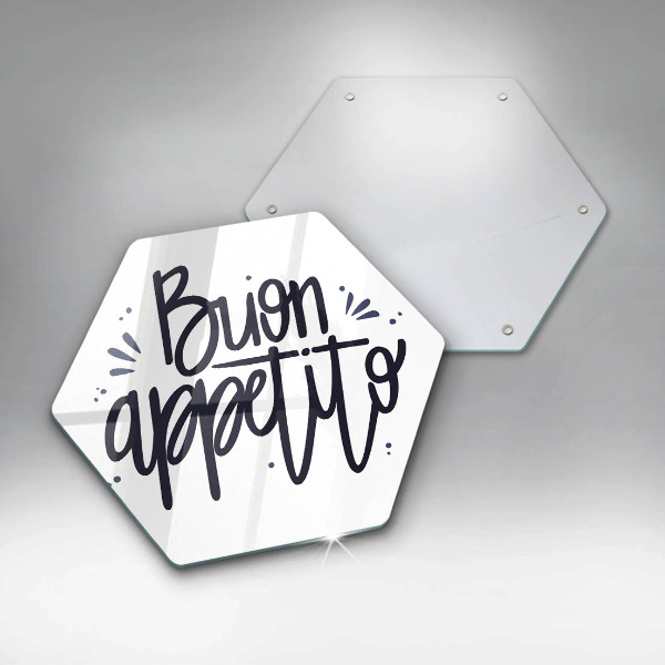 Glas Herdabdeckplatte Buon Appetito-Inschrift
