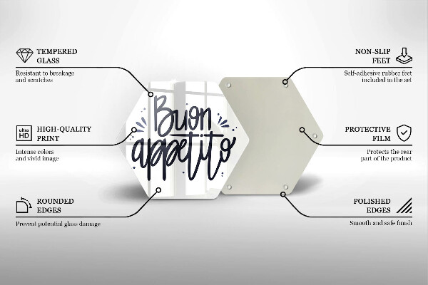 Glas Herdabdeckplatte Buon Appetito-Inschrift
