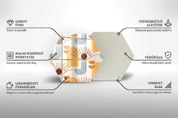 Glas Herdabdeckplatte Boho-Augenmuster