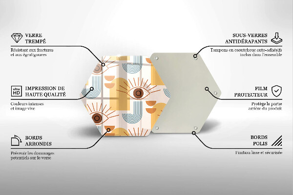 Glas Herdabdeckplatte Boho-Augenmuster