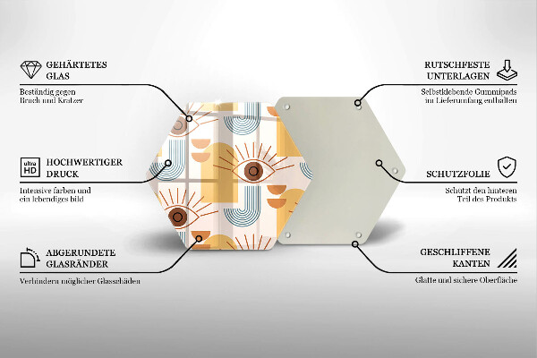 Glas Herdabdeckplatte Boho-Augenmuster