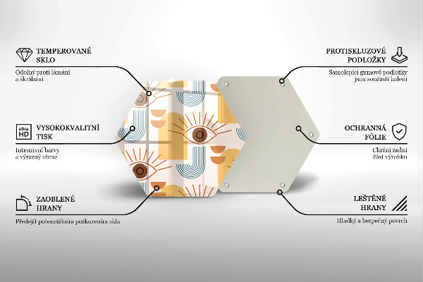 Glas Herdabdeckplatte Boho-Augenmuster