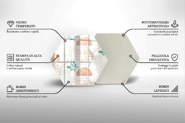 Glas Herdabdeckplatte Boho-Blättermuster