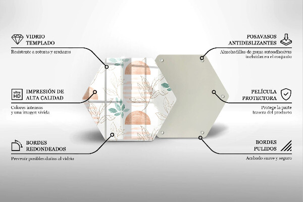 Glas Herdabdeckplatte Boho-Blättermuster