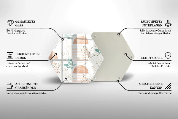 Glas Herdabdeckplatte Boho-Blättermuster