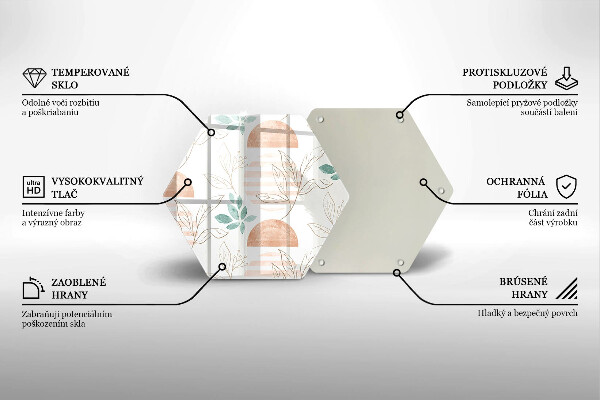 Glas Herdabdeckplatte Boho-Blättermuster