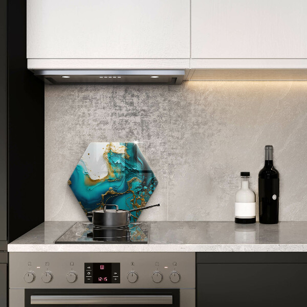 Glas Ceranfeldabdeckung Spritzschutz Türkisfarbene Abstraktion