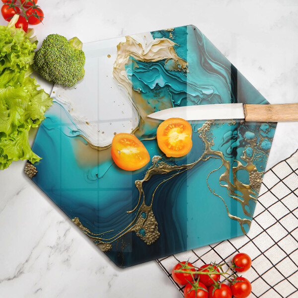 Glas Ceranfeldabdeckung Spritzschutz Türkisfarbene Abstraktion
