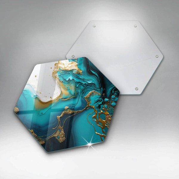 Glas Ceranfeldabdeckung Spritzschutz Türkisfarbene Abstraktion