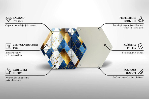 Glas Ceranfeldabdeckung Spritzschutz Goldene Marmorrauten