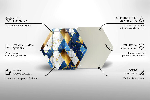 Glas Ceranfeldabdeckung Spritzschutz Goldene Marmorrauten
