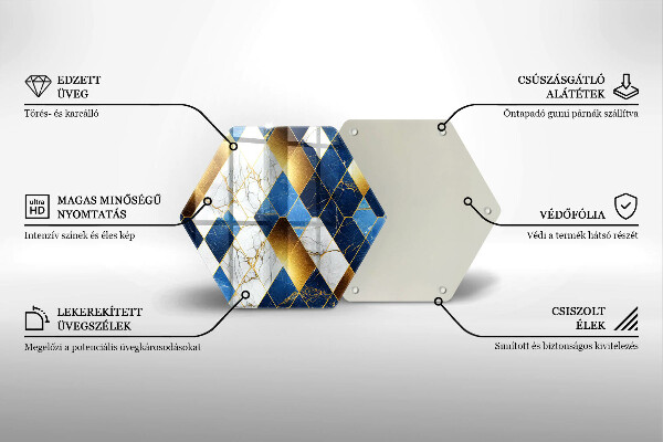 Glas Ceranfeldabdeckung Spritzschutz Goldene Marmorrauten