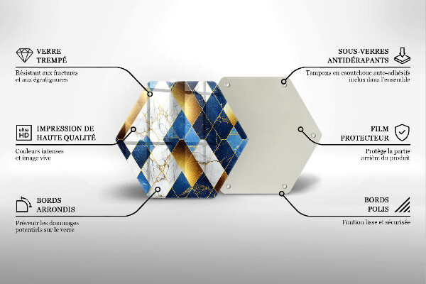 Glas Ceranfeldabdeckung Spritzschutz Goldene Marmorrauten